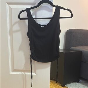 Princess Polly Black Ruched Crop Tank Top